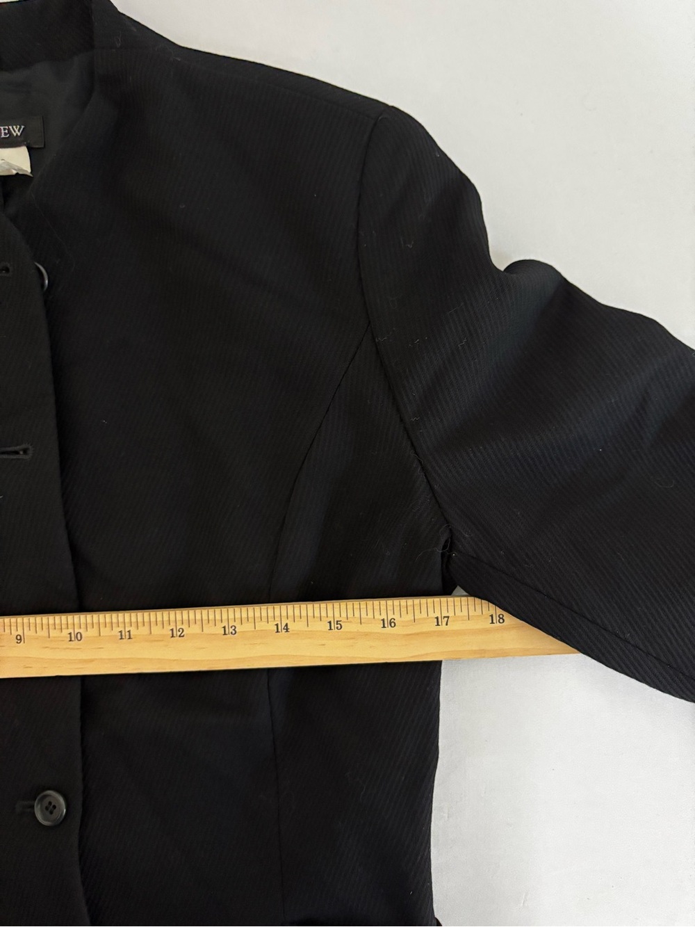 J.Crew Black Wool Blend Mandarin Collar Blazer Jacket Size 6 Vintage Style - Picture 8 of 11